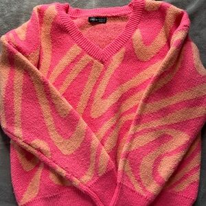 SHEIN Pink and Orange Women's Sweater